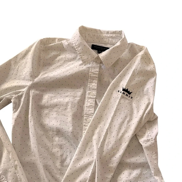 Banana Republic Summit Riley Tailored Fit White with Black Polka Dots NWOT - Picture 7 of 13